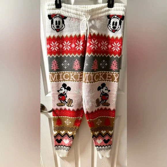 NEW Forever 21 x Disney Mickey Mouse Fair Isle Christmas Sweater-Knit Joggers - Picture 6 of 9